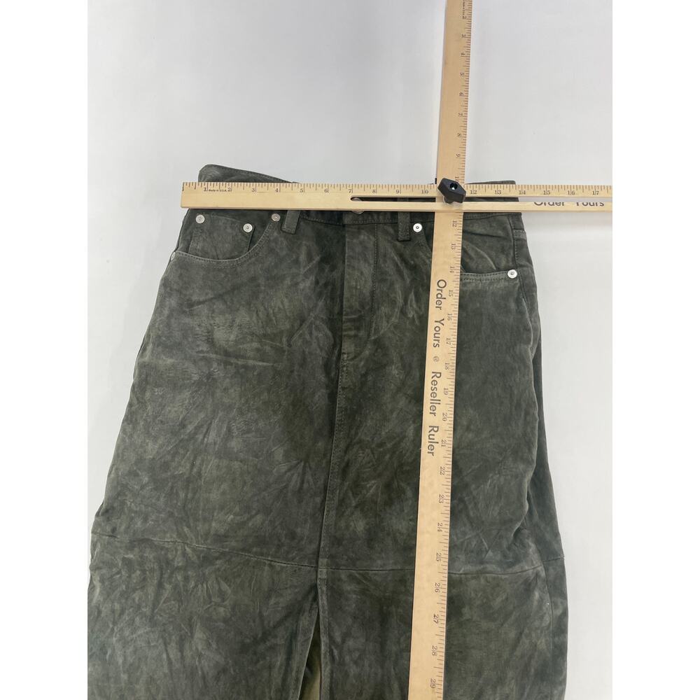 Blank NYC Skirt Womens 26 Green Leather Midi Hunter Front Slit Retro Weathered‎ - Picture 6 of 8